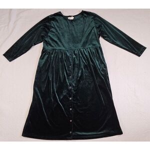 Vintage Amanda Stewart Leisurewear Forest Green Velvet Maxi Dress XL